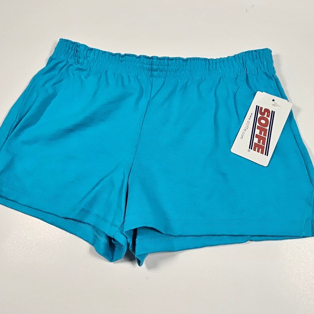 Y2K Soffe Low Rise Shorts Turquoise Blue Athletic Dance Gym Womens Small NWT